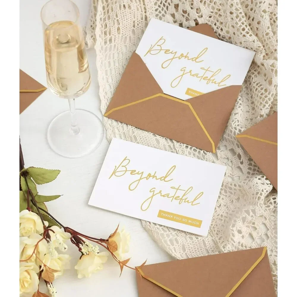Beyond Grateful Thank You Cards with Envelopes - 36 PKGold Foil Letterpress 4x6